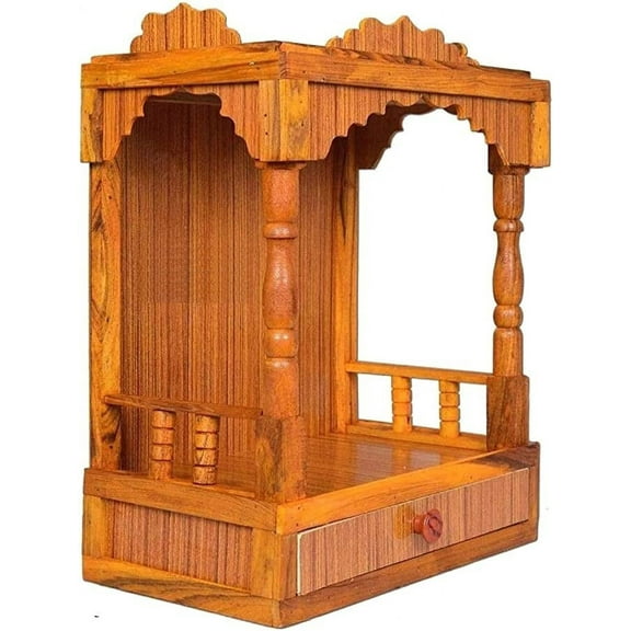 Hydroshell Wooden Plywood Mandir for Pooja Home Decoration Wall Mounten Beautiful Temple