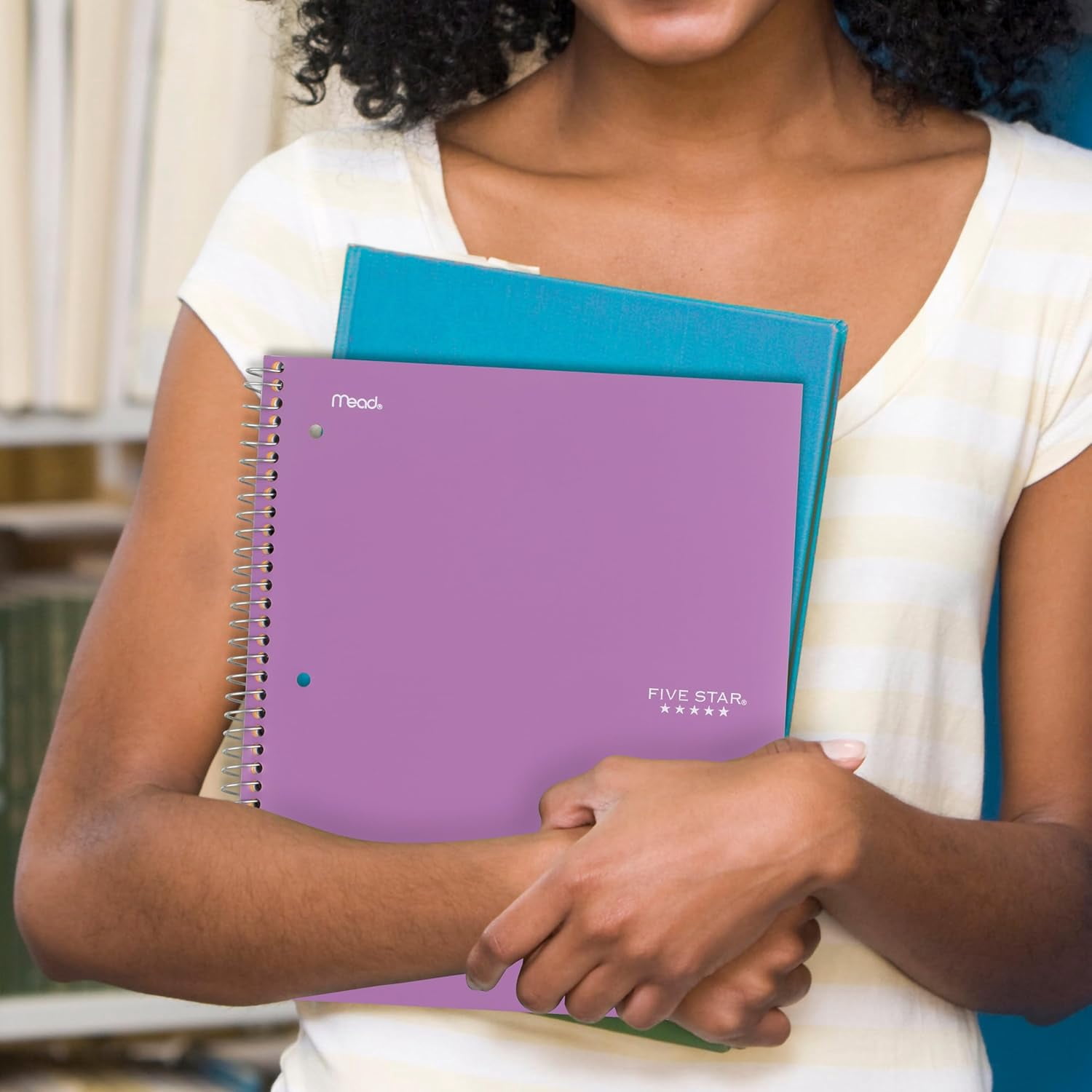 General Spiral Notebook + Study App, 100 Sheets, 1 Subject, College Ruled Paper, Fights Ink Bleed, Water Resistant Cover, 820337-ECM, Purple, Pink, White & Green, 8-1/2" x 11", 4 Pack