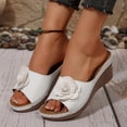 thumbnail image 2 of Womens Wedge Sandals Boho Flower Open Toe Platform Slides Shoes Summer Casual Slip on Walking Sandals, 39, 2 of 7