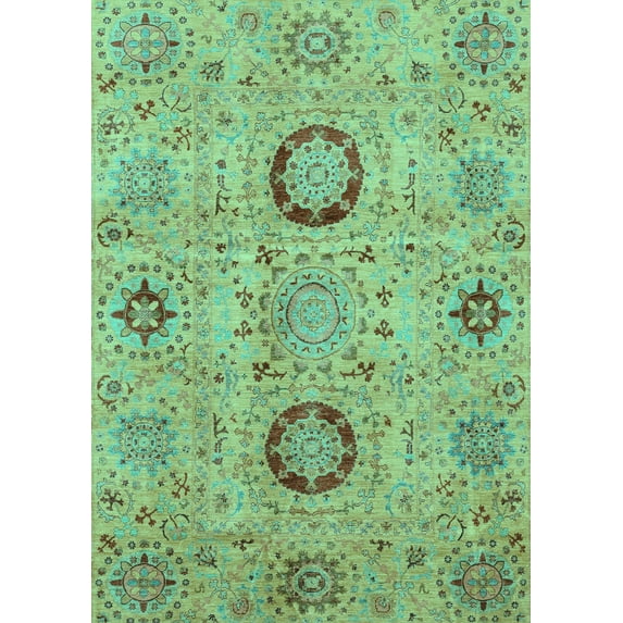 Ahgly Company Indoor Rectangle Abstract Turquoise Blue Modern Area Rugs, 8' x 10'