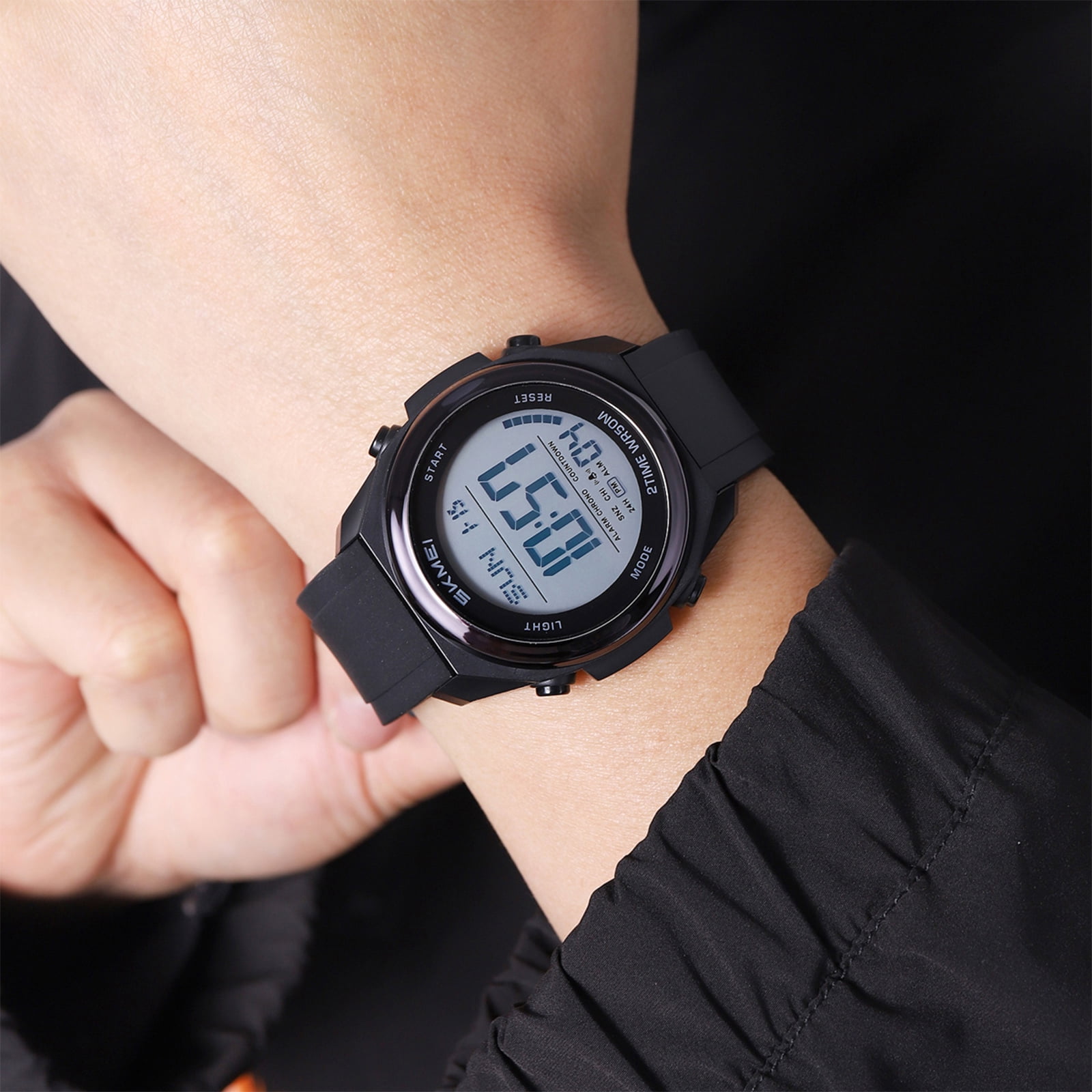 SKMEI Mens Digital Watch, Sport Military Watches for Men Waterproof LED Screen Large Face Tactical Watch with Dual Time Alarm Stopwatch Wrist Watch