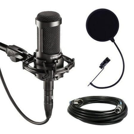 Audio-Technica AT2035 Large Diaphragm Studio Condenser Microphone Bundle with Shock Mount, Pop Filter, and XLR