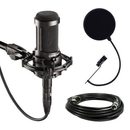 - Audio-Technica AT2035 Large Diaphragm Studio Condenser Microphone Bundle with Shock Mount, Pop Filter, and XLR Cable