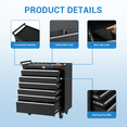 thumbnail image 2 of 6-Drawer Rolling Tool Cabinet, Mobile Toolbox with Wheels, Lockable Tool Storage Organizer with Drawer Liners, Black, 2 of 8