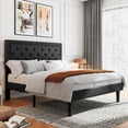 thumbnail image 3 of Sifurni Full Bed Frame Upholstered Platform Bed with Adjustable Headboard, No Box Spring Needed, Black, 3 of 9