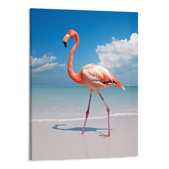 PRATYUS Fall Decor Beach Flamingos Canvas Wall Art Picture 16x20in for Living Room Bedroom 16x20in