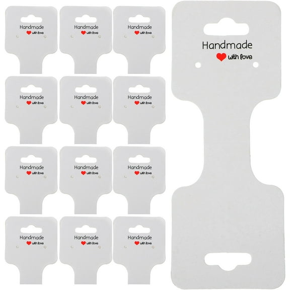 Supvox 100Pcs White Kraft Paper Necklace Display Cards for Jewelry Packaging and Bracelet Holding