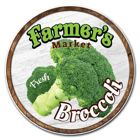 SignMission C-24-CIR-WS-Broccoli Corrugated Plastic Sign with Stakes 24 in. Circular - Farmers Market Broccoli