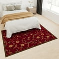 thumbnail image 4 of Ottomanson Floral Area Rug 5' x 6'6" - Non Slip Low Pile Carpet, Red, 4 of 8