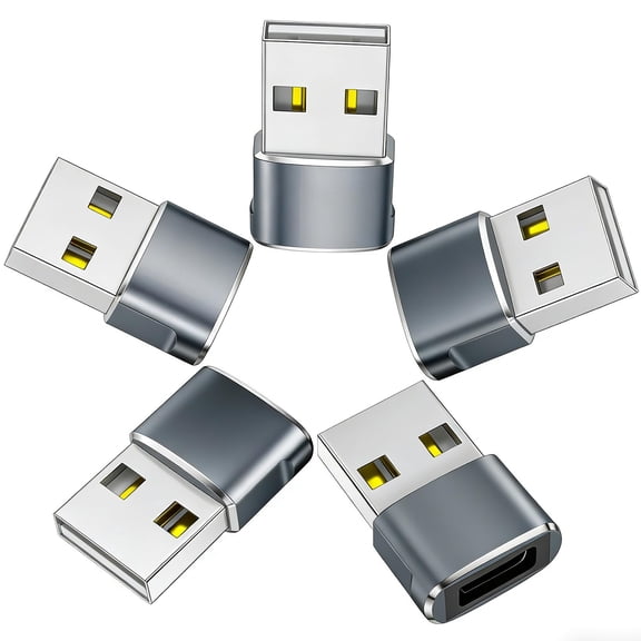 pannbo USB to USB C Adapter 5 Pack, USB-C Female to USB A Male Converter, Compatible with iPhone 17 16 15 14 13 12 11 Pro Max,iPad Pro Air Mini,Galaxy S25 S24 S23 S22,Pixel
