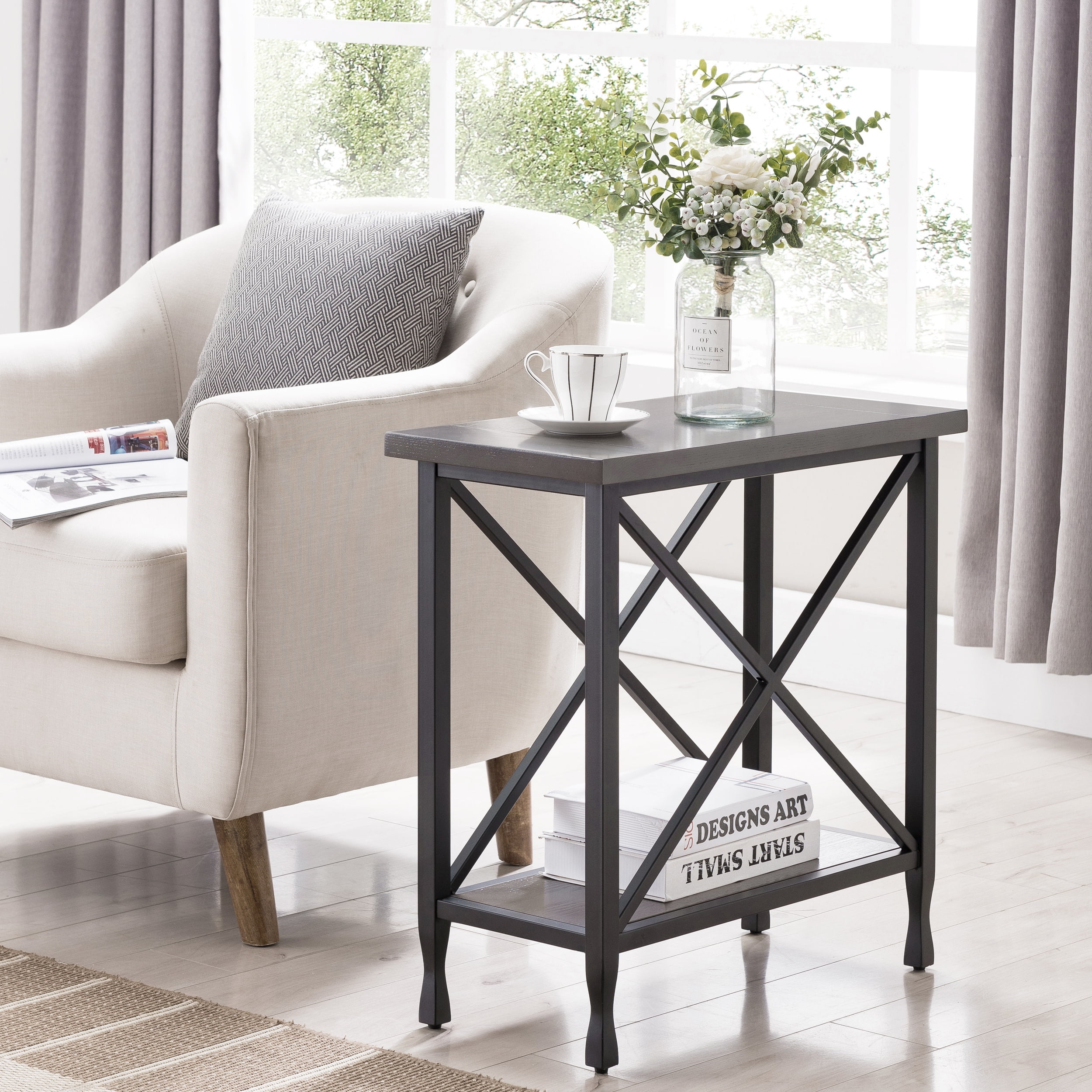 Leick Home 23005 Chisel & Forge Narrow Side Recliner Table with