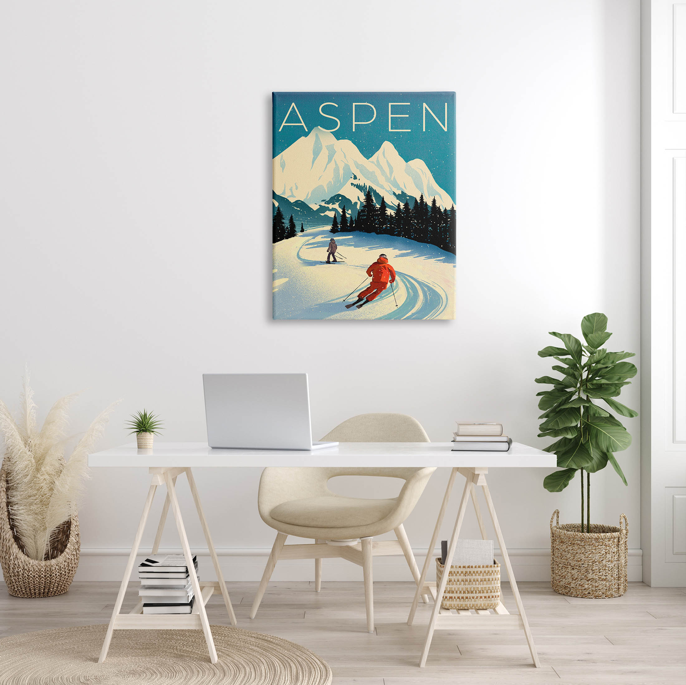 Stupell Industries Aspen Winter Ski Scene Graphic Art Gallery Wrapped Canvas Print Wall Art, Design by Ziwei Li
