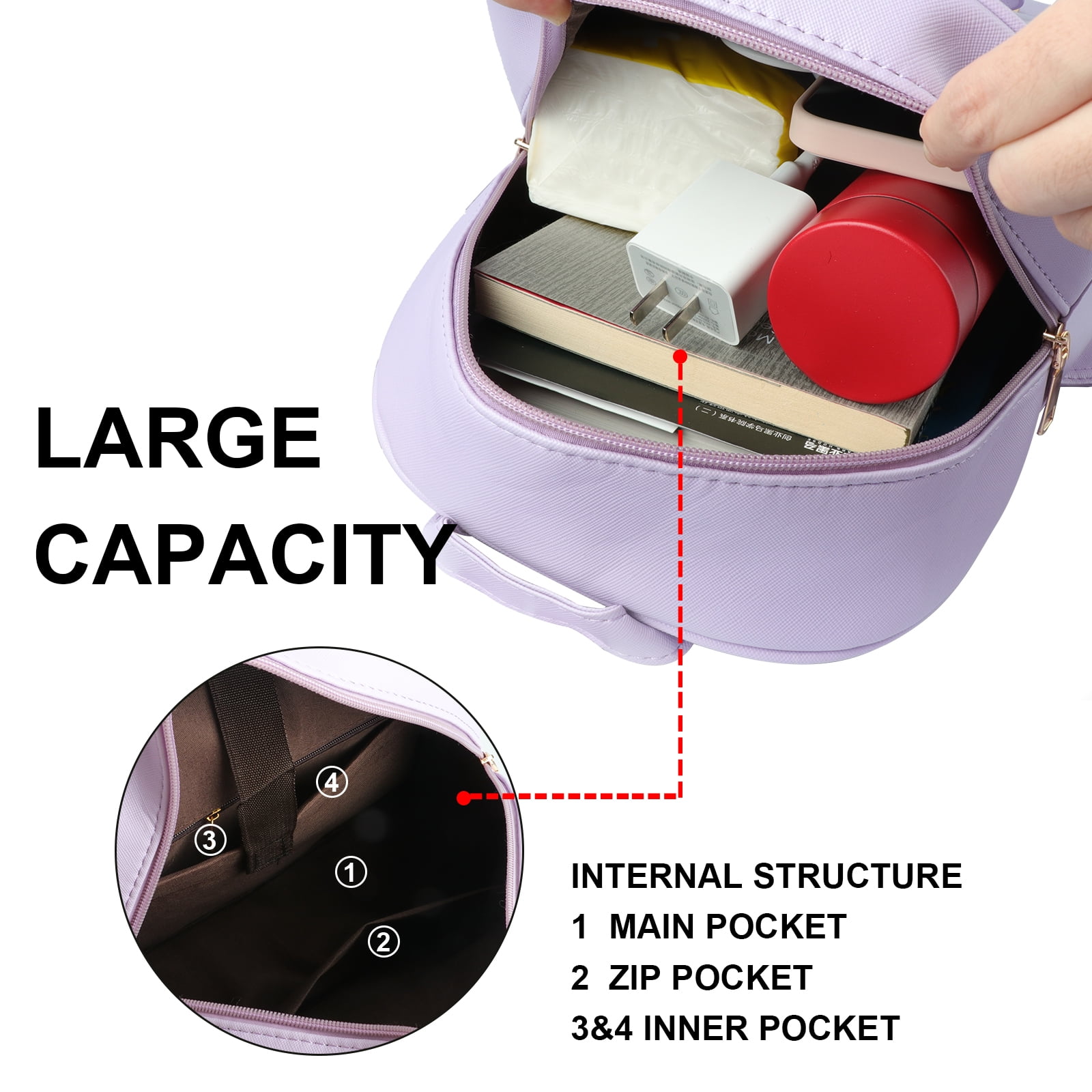 Buy Womens Backpack Purse, Fashion Cute Bowknot Mini Backpack Purse with  USB Charging Port , Waterproof Stylish Multipurpose Design Casual Daily  Travel Backpack Purse Ladies Handbags, 2pcs Sets, Purple Online at  desertcartINDIA