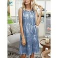 thumbnail image 5 of Deago Women’s Casual Tie Dye Short Dress Crew Neck Sleeveless Loose T Shirt Summer Tank Beach Sundress (Navy, XL), 5 of 9
