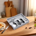 thumbnail image 2 of Kitchen Drawer Organizer, Multi-Compartment Silverware Tray, Cutlery Utensil Storage Solution, Long-lasting PP Material, 5 Small 1 Long Sections, 15.9 x 6.5 x 2.17 in（40.5 x 16.5 x 5.5 cm）, Gray, 2 of 5