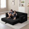 thumbnail image 4 of HAIXIAO 2 in 1 Versatile Foldable Couch Bed in Velvet - High-Density Foam Loveseat with Storage Pockets, for Apartment Office Living Room, No Assembly, Black, 4 of 10