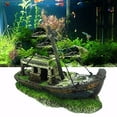 thumbnail image 3 of Moonsky Aquarium Fish Tank Pirate Ship Wreck Decor Resin Sunken Ship Ornament 1PC, 3 of 7