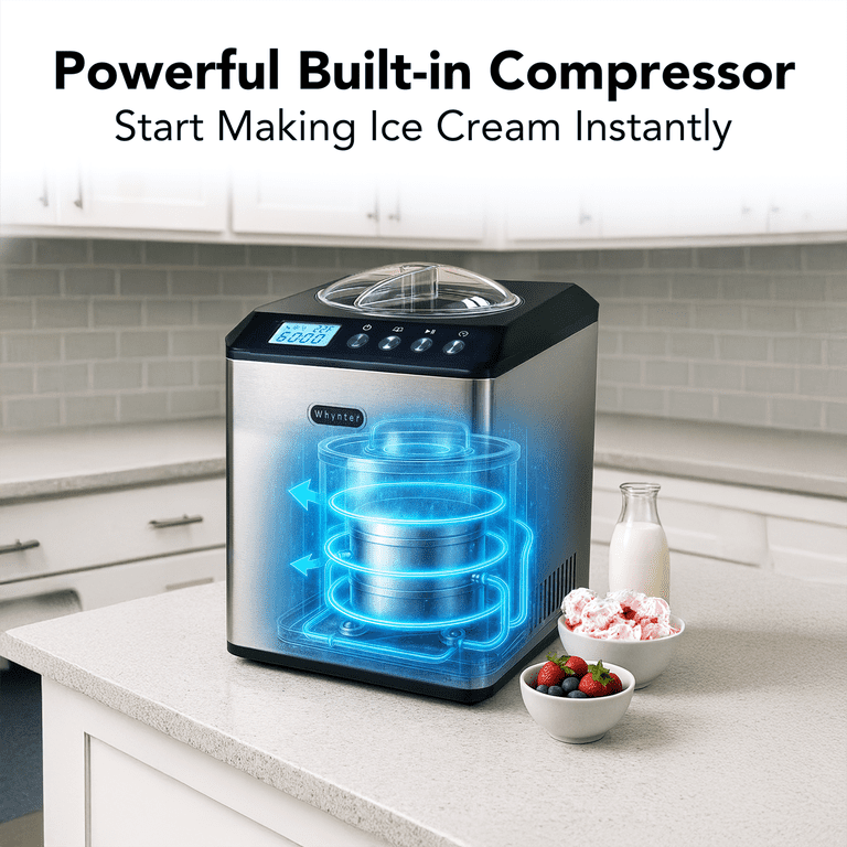 Whynter, Upright Ice Cream Maker, 2.1 qt, Stainless Steel