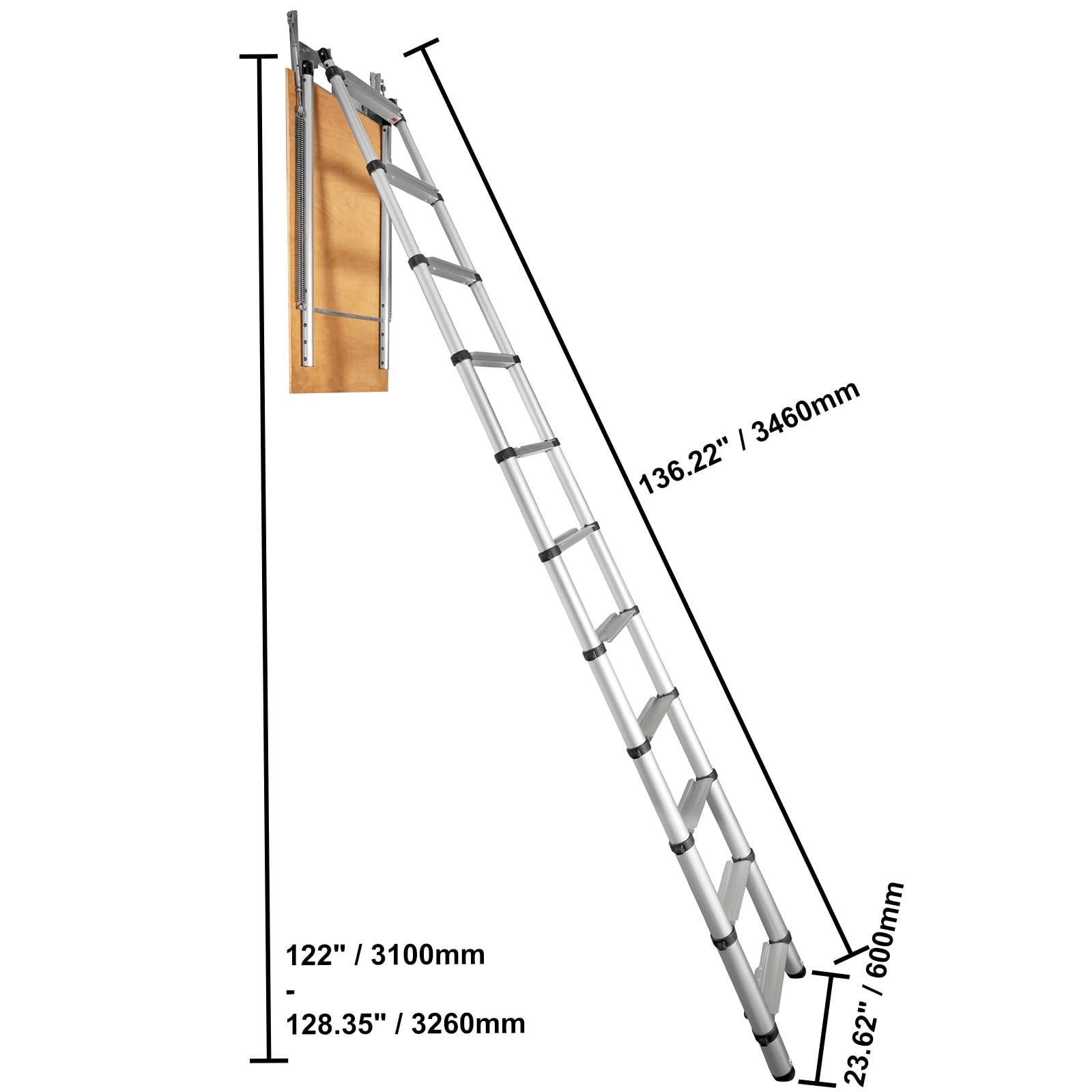 BENTISM Telescoping Ladder 350 lbs Capacity Aluminum Ladder for RV Loft Home Attic