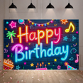 thumbnail image 7 of Neon Style Happy Birthday Banner with Party Elements Background for Birthday Party Decoration Photography Props Party Supplies Backdrop Decors, 7 of 7