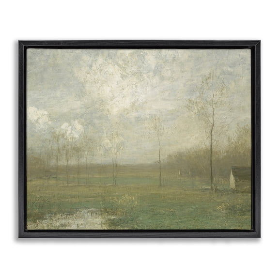 Hazy Farmland View Black Framed Floater Canvas Wall Art, design by Lettered and Lined