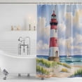 thumbnail image 3 of Beach Lighthouse Shower Curtain, Waterproof Shower Curtains for Bathroom, Coastal Ocean Ship Sky Oil Painting Washable Fabric Bathtub Curtain Set Bath Decor with 12 Hooks Long 72"x84", 3 of 8