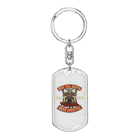 Ride Till Death Stainless Steel or 18k Gold Premium Swivel Dog Tag Keychain