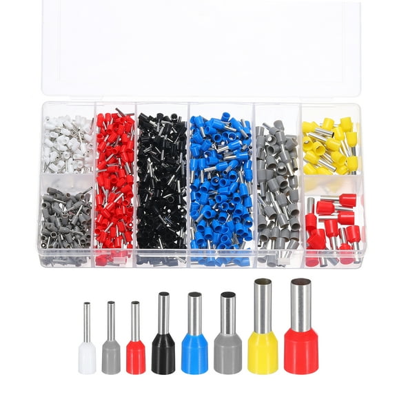 Uxcell 900pcs Wire Ferrules Terminals Kit AWG7-22 8Types Insulated Cord End Terminal Connector Wire Crimp Assortment Kit