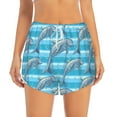thumbnail image 2 of Goofa Dolphin Printed Women 2 in 1 Running Shorts,Quick Dry Athletic Workout Shorts,High Waisted Athletic Shorts with Liner Pockets-Large, 2 of 9