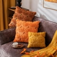 thumbnail image 5 of Pumpkin Fall Decorative Throw Pillow Covers 20"x20", Set of 2 Orange Brown Soft Faux Fur Pillow Covers for Autumn Harvest, Fluffy Plush Accent Pillow Cases for Farmhouse Halloween Decor, 5 of 15