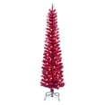 thumbnail image 2 of Puleo International  6 ft Pre-Lit Red Tinself Artificial Tree 250 Tips 100 Clear Lights, 2 of 5