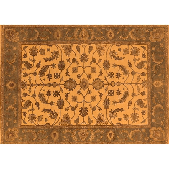 Ahgly Company Indoor Rectangle Oriental Orange Traditional Area Rugs, 2' x 5'