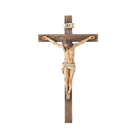 Decorland Decoration Traditional Catholic Crucifix Wall Distressed Wooden Finish Inspirational Figure Green One Size