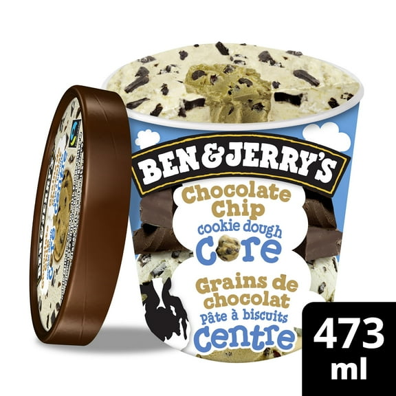 Crème glacée Ben & Jerry's Grains de Chocolat Pâte à Biscuits Centre 473 mL