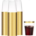 thumbnail image 4 of VeZee Simcha Collection 10oz. disposable Fancy Gold Rim Clear hard Plastic Tumblers/Cups, for Wedding ,Elegant Party & All Occasions.:100CT, 4 of 5