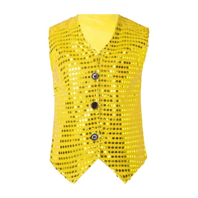 AWZXDE Glitter Sequin Vest Top For Boys Performance Stage Show Party Celebration Shiny Apparel Cute Tops