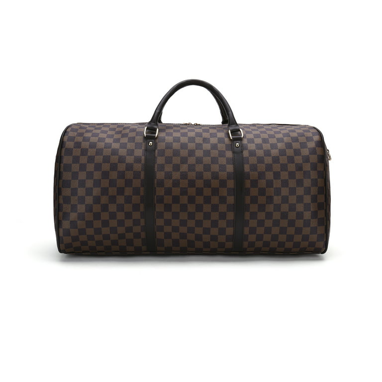 Checkered Bag Travel Duffel Bag Weekender Overnight Luggage Shoulder Bag  For Men Women -White Checkered 2021 Autumn 