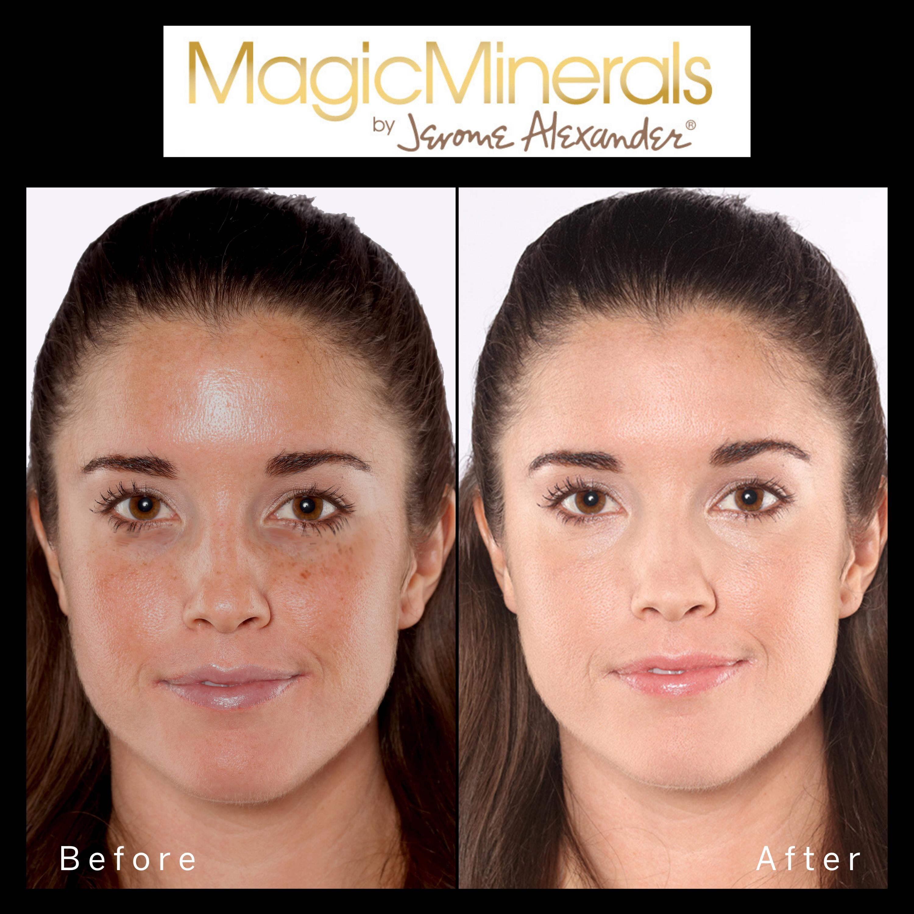 MagicMinerals by Jerome Alexander, Mineral Powder Foundation Set with Mirror Compact, Lash Extending Mascara, Professional Stubby Brush & Blending Sponge, Light