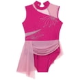 thumbnail image 5 of Niños Niñas brillantes diamantes de imitación gimnasia patinaje artístico traje de baile de Ballet leotardo con falda malla transparente recorte trasero mono, 5 of 5