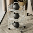 thumbnail image 3 of 3-Tier Acrylic Storage Rolling Cart Clear Bathroom Cart Organizer, Transparency Laundry Room Organization Mobile Shelving Unit Multifunction Rolling Utility Cart for Office Living Room, 3 of 7