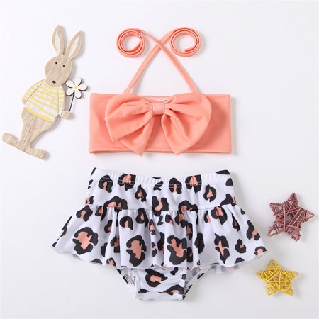 

Gubotare Toddler Baby Kids Girls Strap Leopard Striped Print Two Pieces Bikini Set Swimwear Swimsuit Bathing Suit Toddler Girl Orange 4 Years