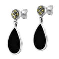 thumbnail image 3 of AeraVida Sophisticated Vintage Elegance Black Onyx Stone Teardrops Sterling Silver Post Drop Earrings, 3 of 5
