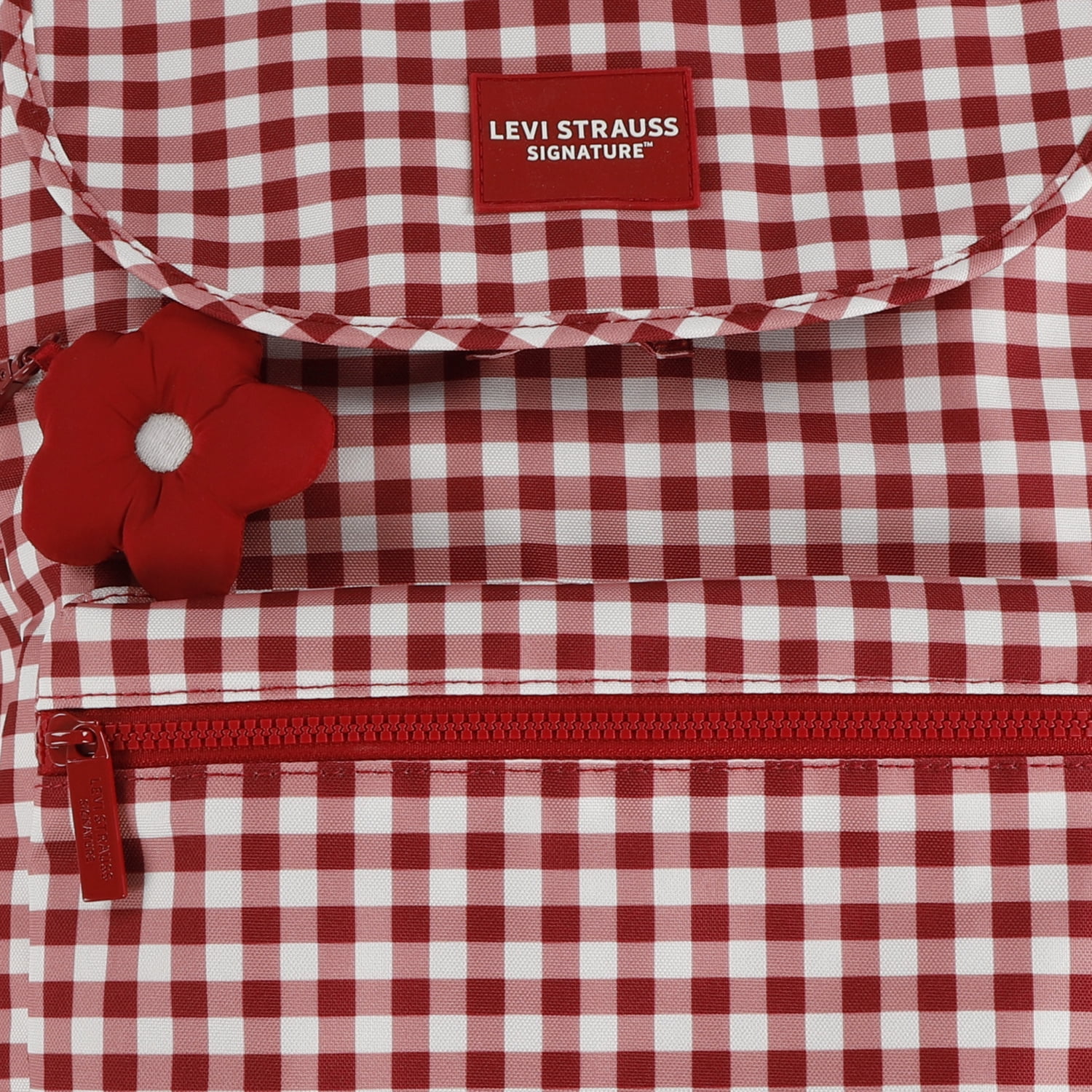 Levi Strauss Signature 17"  Women's Adult Gingham Top Loader Backpack, Chili Pepper