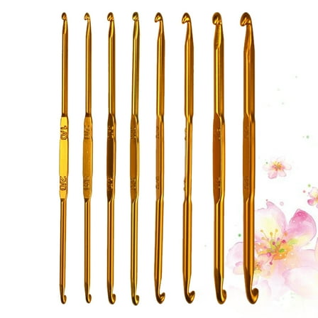 ROSENICE 5Pcs Knitting Accessories Double End Crochet Hooks Set with Ergonomic Grip for Intermediate Users Handicrafts