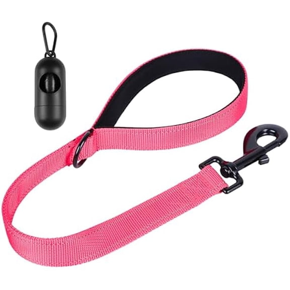 Eryueer Dog Leash, Short Dog Leash, Leashes for Large Breed Dogs,Traffic Padded Handle- Reflective Training Lead, Perfect for Medium to Large Dogs(24 Inch, Pink)