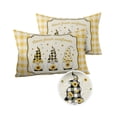 thumbnail image 2 of Rural Farm Sunflowers Gnomes Outdoor Pillow Covers Set of 2,Decorative Waterproof Throw Pillow Case,Yellow White Buffalo Checked Cotton Linen Soft Cozy Cushion Pillowcases, 2 of 7