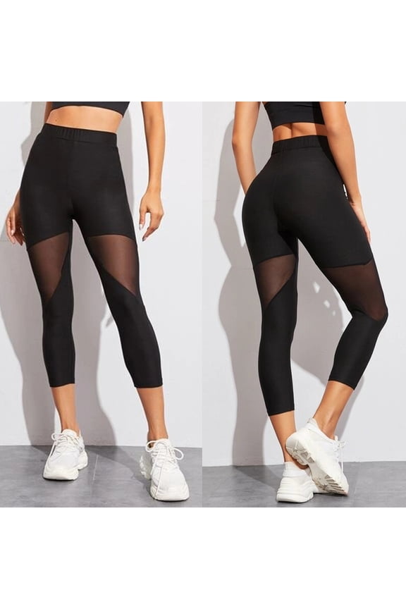 Tummy Control Capri Leggings for Women High Rise Yoga Capris Butt Lift Workout Pants Skinny Mesh Sheer Leggings 2026