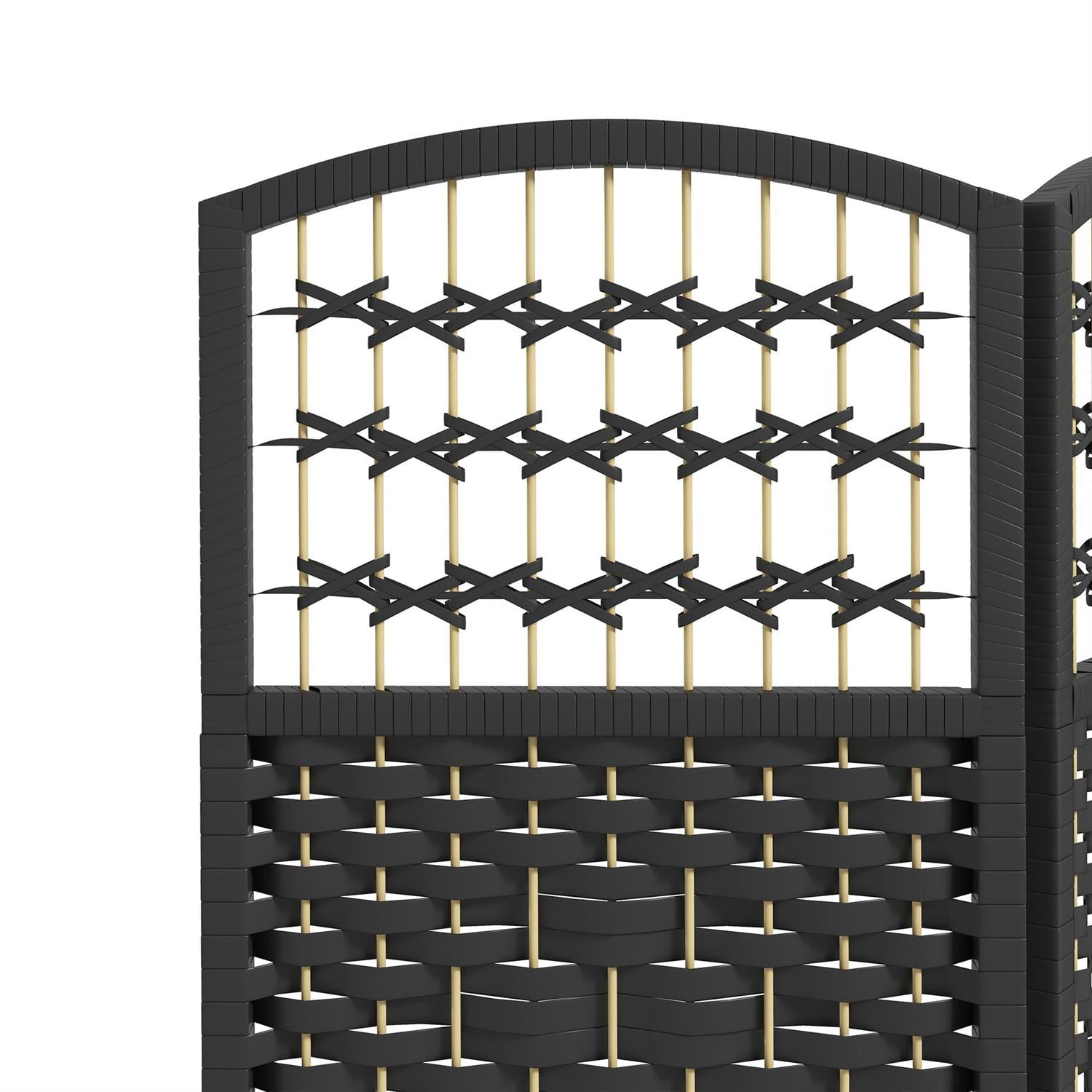 Demi Bonn Folding Room Divider Screen with 6 Panels, 67" Portable Privacy Screen, Wave Fiber Material for Home Office Partition, Black