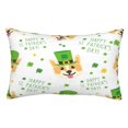 thumbnail image 1 of Fotbe happy dog. St. Patricks Day Funda de Almohada Decorativa Estilo Occidental, Lujo en Algodón, Fundas para Almohadas King, Cojín Estampado para Decoración del Hogar-16"x24", 1 of 6