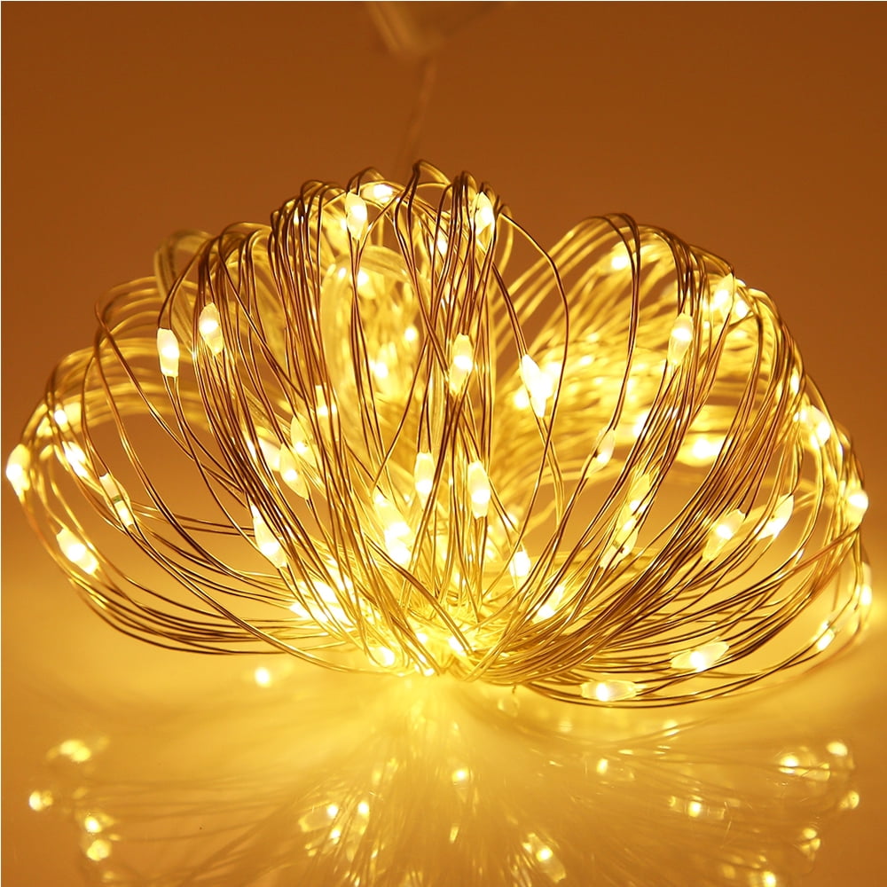 Globe String Lights, 32.8 ft/10m 100 LED 6W Waterproof Fairy Lamp Battery Powered DC 5V Decorative Lights for Bedroom, Patio, Garden, Gate, Yard, Parties, Wedding, Indoor, Outdoor (Yellow)